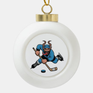 Boule En Céramique Krampus effrayant jouant au hockey sur glace