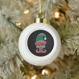 Boule En Céramique La famille de l'elfe affamé groupe de Noël apparié
