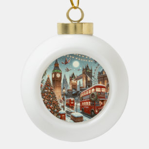 Boule En Céramique La splendeur festive de Londres - Carte de Noël vi