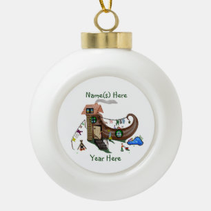 Boule En Céramique La Vieille Femme Dans La Chaussure