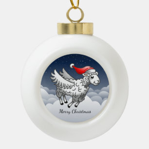 Boule En Céramique L'agneau de Noël merveilleux de Santa