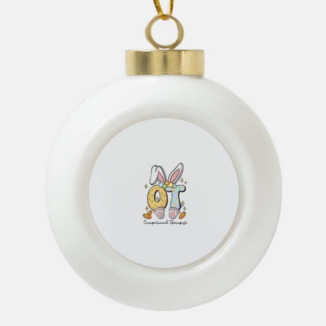 Boule En Céramique Lapin de Pâques en ergothérapie ET ER ES Printemps (Devant)
