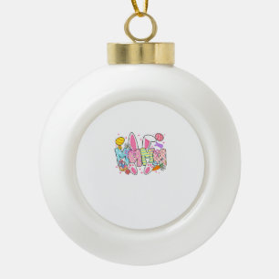 Boule En Céramique Lapin de Pâques Maman Oreilles Coquette Nœud Lapin