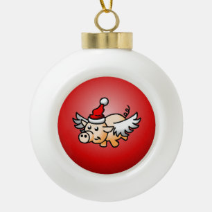 Boule En Céramique Le cochon volant du Père Noël