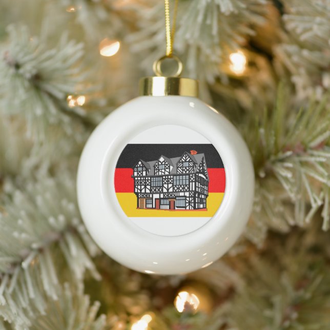Boule En Céramique Le Drapeau allemand, thème de Noël (Arbre)