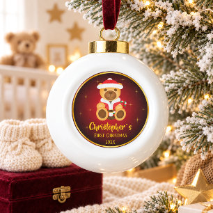 Boule En Céramique Le premier Noël de bébé : ours en peluche de Père