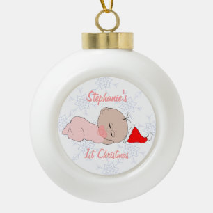 Boule En Céramique Le premier Noël de bébés ajoutent juste le text