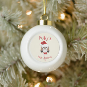 Boule En Céramique Le premier Noël de votre chien - le mignon chih T