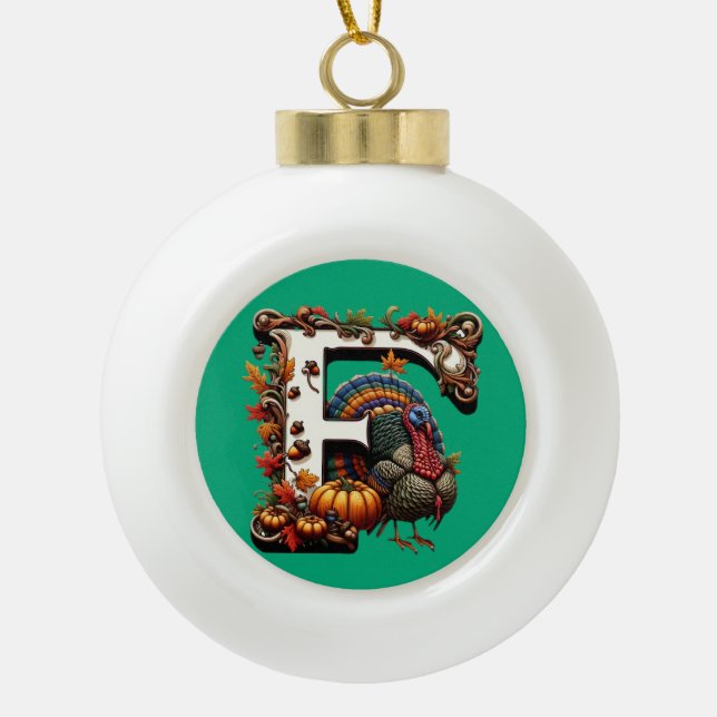Boule En Céramique Letter f Thanksgiving gift style  (Devant)