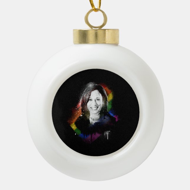 Boule En Céramique LGBTQ Rainbow Kamala Harris Spray Paint Pride (Devant)