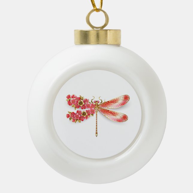 Boule En Céramique libellule de fleurs avec sakura de bijoux (Devant)