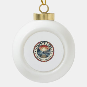 Boule En Céramique Liberty Lake Patriotique Lac Life Vintage Patrioti