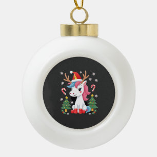 Boule En Céramique Licorne de Noël Mignon Magique Xmas Petite Fille