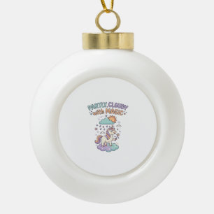 Boule En Céramique Licorne en partie nuageux avec un T-shirt tendance