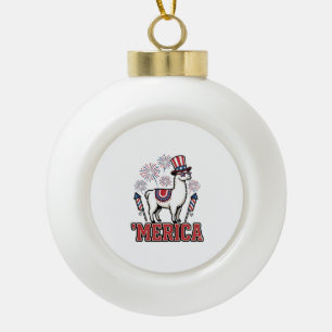 Boule En Céramique Llama Patriotique Merica Design Vectoriel Vintage_