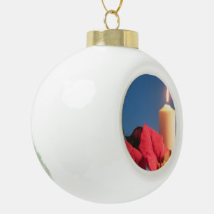 Boule En Céramique Love bougie et Poinsettia céramique boule Ornament