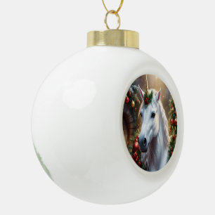 Boule En Céramique Lumière des neiges : La licorne de Noël enchantée