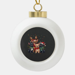 Boule En Céramique Lumières de Noël Bouledogues Français Xmas Frenchi