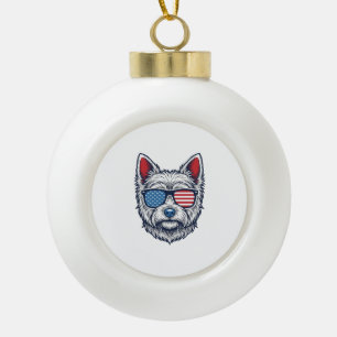 Boule En Céramique Lunettes de soleil pour chien Westie patriotiques