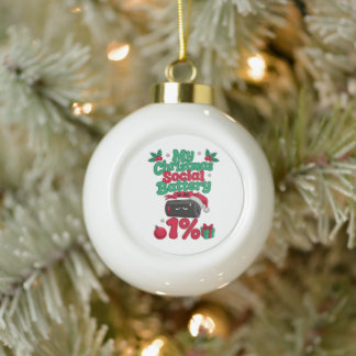 Boule En Céramique Ma Batterie Sociale de Noël est à 1% Introverti