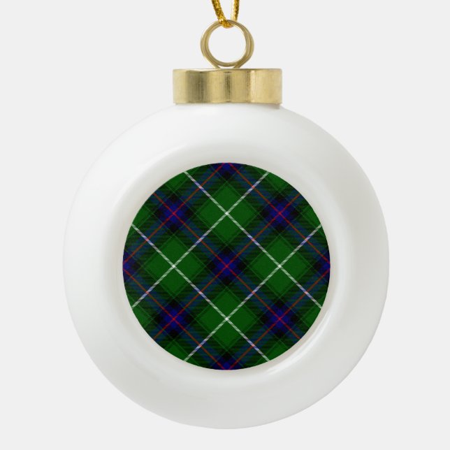 Boule En Céramique MacDonald tartan bleu vert plaid (Devant)