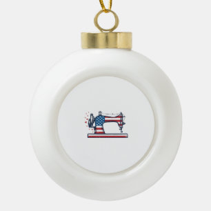 Boule En Céramique Machine à coudre patriotique Gravure vintage Vecto