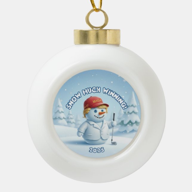 Boule En Céramique MAGA Snowman Trump Ornament  - Patriotic Ornament (Devant)