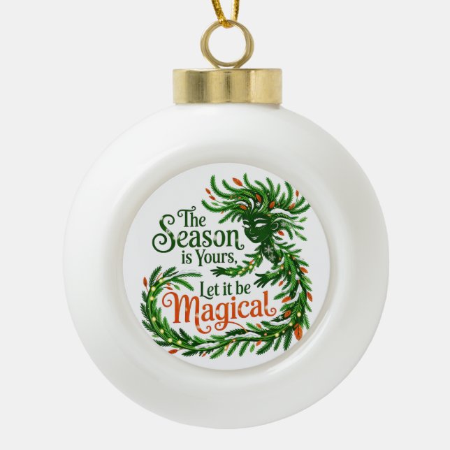 Boule En Céramique Magical Winter Spirit Forest Queen Christmas Ornam (Devant)