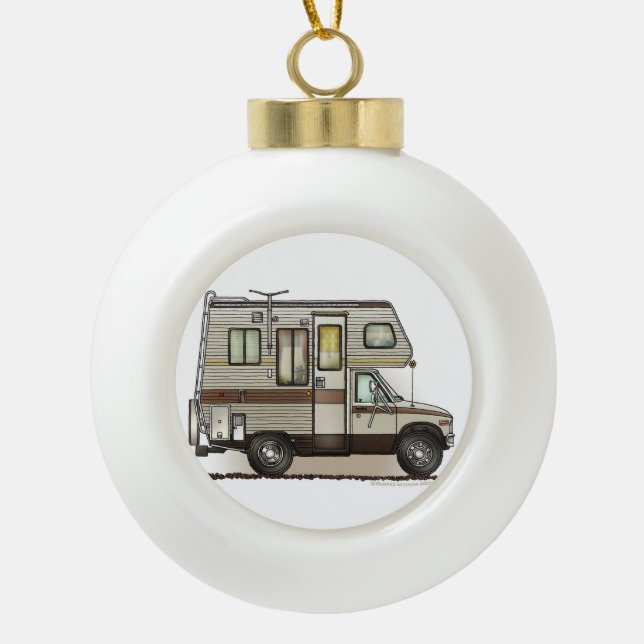Boule En Céramique Magnets RV Camper Classe C (Devant)