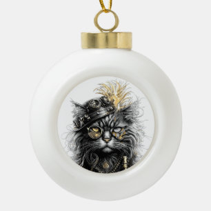 Boule En Céramique Magnifique chat Steampunk 