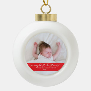 Boule En Céramique Magnifique écriture Mon Premier Noël Bébé Rouge