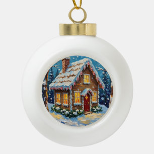 Boule En Céramique Maison en pain d'épices vintage dans un hiver ench