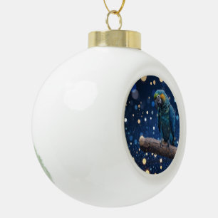 Boule En Céramique Majesté Bleue : La Macaw Bleue Sur Dreamy Blue Bok