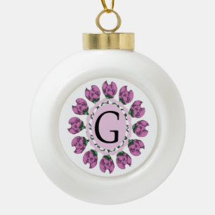 Boule En Céramique Majuscule G monogramme floral