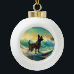 Boule En Céramique Malinoi Beach Surf Peinture belge<br><div class="desc">Plongez dans le monde ludique de l'aventure canine avec cette peinture captivante. Un chien en ébullition se rend aux vagues, chevauchant habilement le surf sur une plage baisée par le soleil. L'oeuvre d'art vibrante capte magnifiquement l'essence de l'excitation au bord de la plage tandis que le chien court sans crainte...</div>