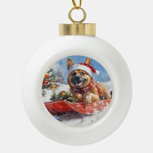 Boule En Céramique Malinoi belge dans la boue Laisser neiger Noël (Devant)