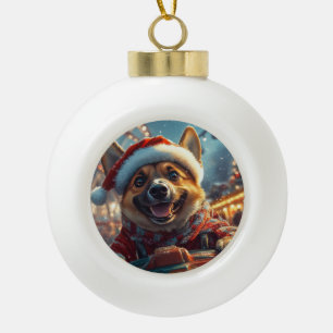 Boule En Céramique Malinois belge Montagnes russes Noël 