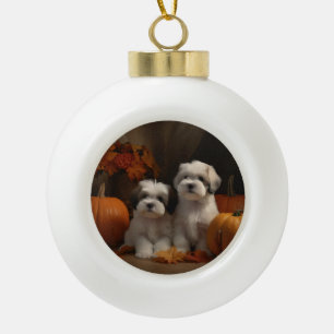 Boule En Céramique Malti tzu chiot Autumn Delight Citrouille