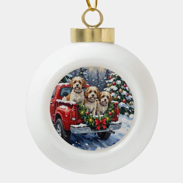Boule En Céramique Malti-Tzu Christmas Red Truck Holiday (Devant)