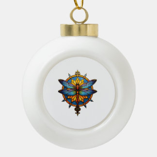 Boule En Céramique Mandala Dragonfly Luminous Sacred Geometry Spiritu