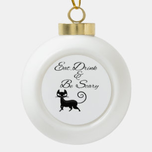 Boule En Céramique Manger Boire Et Être Chat Effrayant Drôle Mignon H