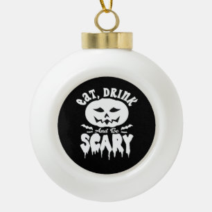 Boule En Céramique Manger Boire Et Être Effrayant Halloween Rétro Cla