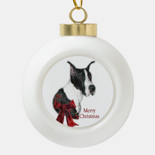 Boule En Céramique Mantle grand Dane Noël (Devant)