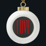 Boule En Céramique Mariage Amour Rouge Fond Gris Branché<br><div class="desc">Vous pouvez facilement changer les polices et les couleurs. Vous pouvez également ajouter votre logo et l'image de fond comme vous le souhaitez.</div>
