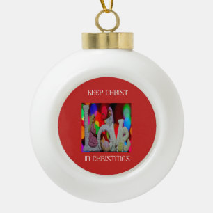 Boule En Céramique Marie Joseph Bébé Jésus Amour Cercles Colorés