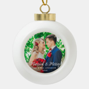 Boule En Céramique Marié & Joyeux Mariage Photo Noël W