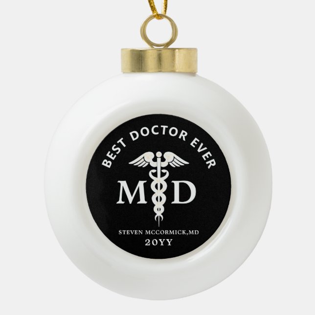 Boule En Céramique Médecin Médicale personnalisé Noël professionnel (Devant)
