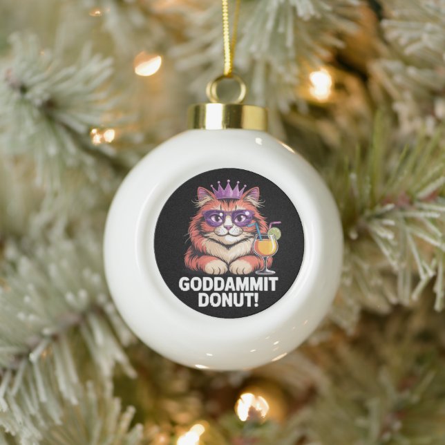 Boule En Céramique Mème de chat princesse donut pour femmes (Arbre)