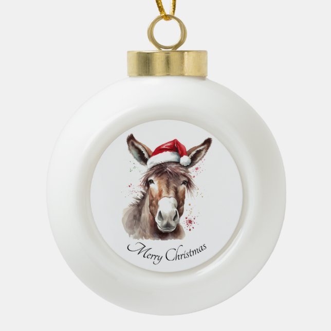 Boule En Céramique Mémoire de l'arbre de Noël de l'âne (Devant)