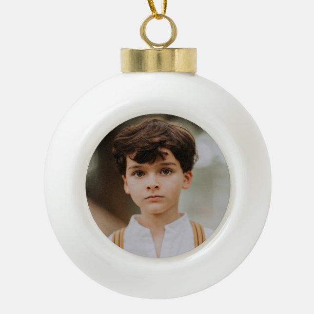 Boule En Céramique Merry Christmas 3 Photo Collage Gold (Devant)